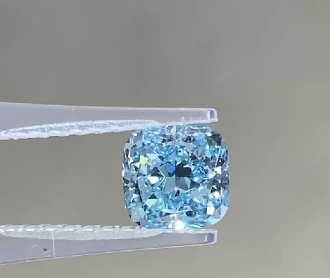 Kích thước lớn CVD tổng hợp sống động Phòng thí nghiệm phát triển kim cương xanh 5,3ct Cushion cắt