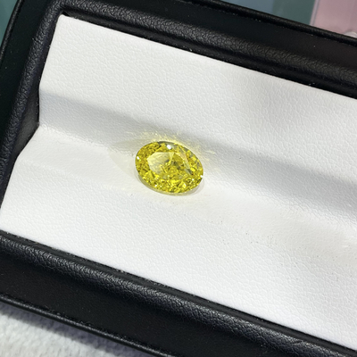 Canary Yellow Lab trưởng thành kim cương cắt hình bầu dục 2.1ct Kim cương được chứng nhận IGI