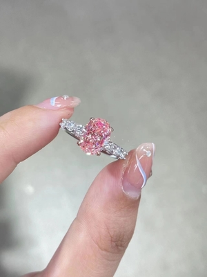 2.5ct Fancy Pink Lab Created Diamond Engagement Rings 18K White Gold Bridal Ring