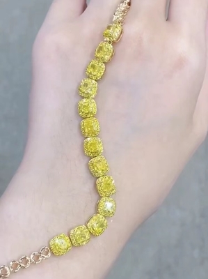 6.213ct vàng kim cương quần vợt vòng đeo tay đệm hình dạng kim cương trồng