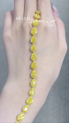Pear Cut vàng kim cương quần vợt vòng tay VS Clarity T13.68ct 18k vàng trắng nhẫn