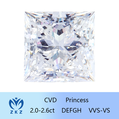 Kim cương cắt Princess Lab được chứng nhận bởi IGI Như kim cương CVD tổng hợp 2ct-2.6ct Sản xuất trực tiếp