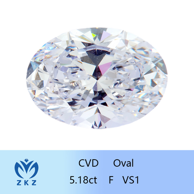 ZKZ Kim cương cỡ lớn 5.18ct Tiêu chuẩn Kim cương Oval Laboratory Kim cương VS1 Clarity