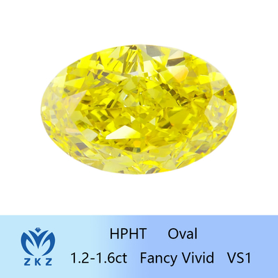 Oval Cut HPHT Phòng thí nghiệm tạo kim cương vàng 1.2ct-1.6ct Giấy chứng nhận IGI