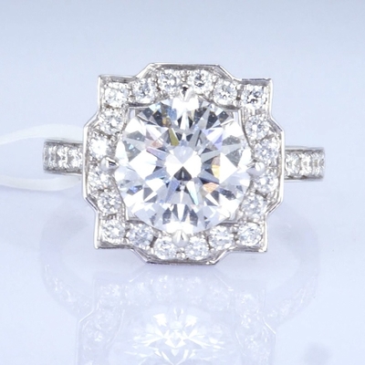 18k Cool Design Ring 3ct White Lab-Grown Diamond Ring Round Shape Synthetic Diamond Ring Nhẫn kim cương màu trắng