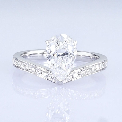 Nhẫn kim cương 18k hình quả lê màu trắng Lab trưởng thành thiết kế công chúa tặng quà cho bữa tiệc