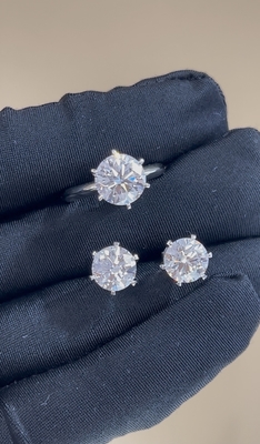 Classic T Six Prongs Phòng thí nghiệm trưởng thành Nhẫn kim cương Vòng tai sản xuất tùy chỉnh