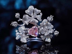 Thiết kế đồ trang sức màu hồng phòng thí nghiệm trưởng thành kim cương nhẫn thiết kế sang trọng cho bữa tiệc hình trái tim kim cương nhẫn